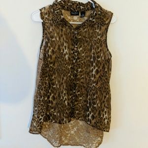Speed Limit MPH Leopard & Lace Shirt Sz XL